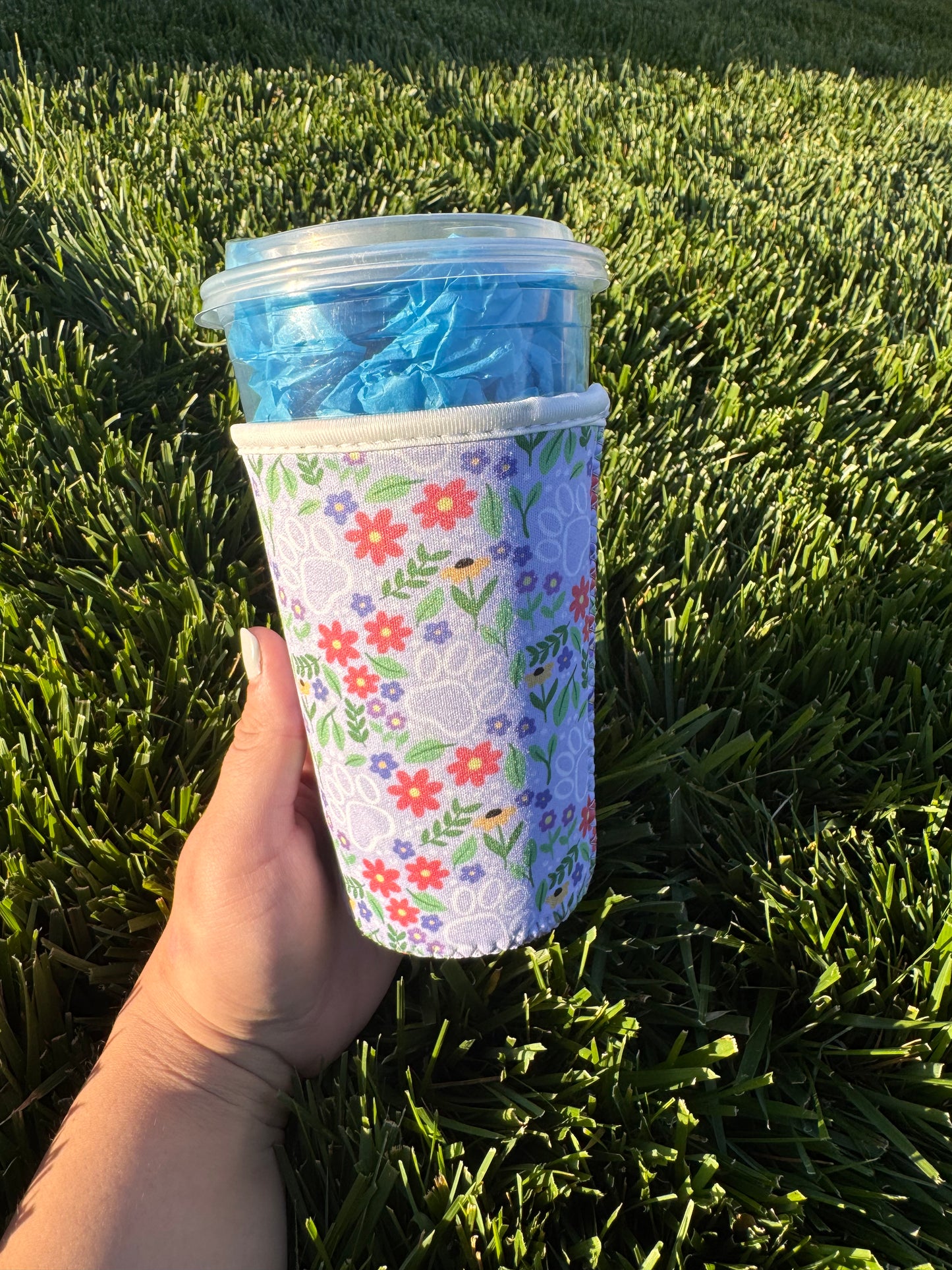 Floral Paw Print Coffee Sleeve