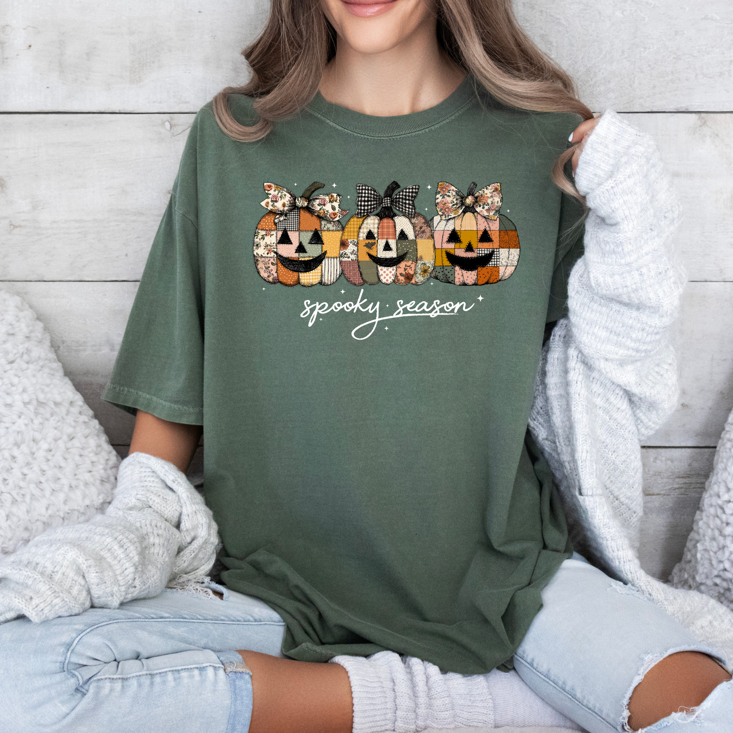 Patched Pumpkin Spooky Season T-shirt