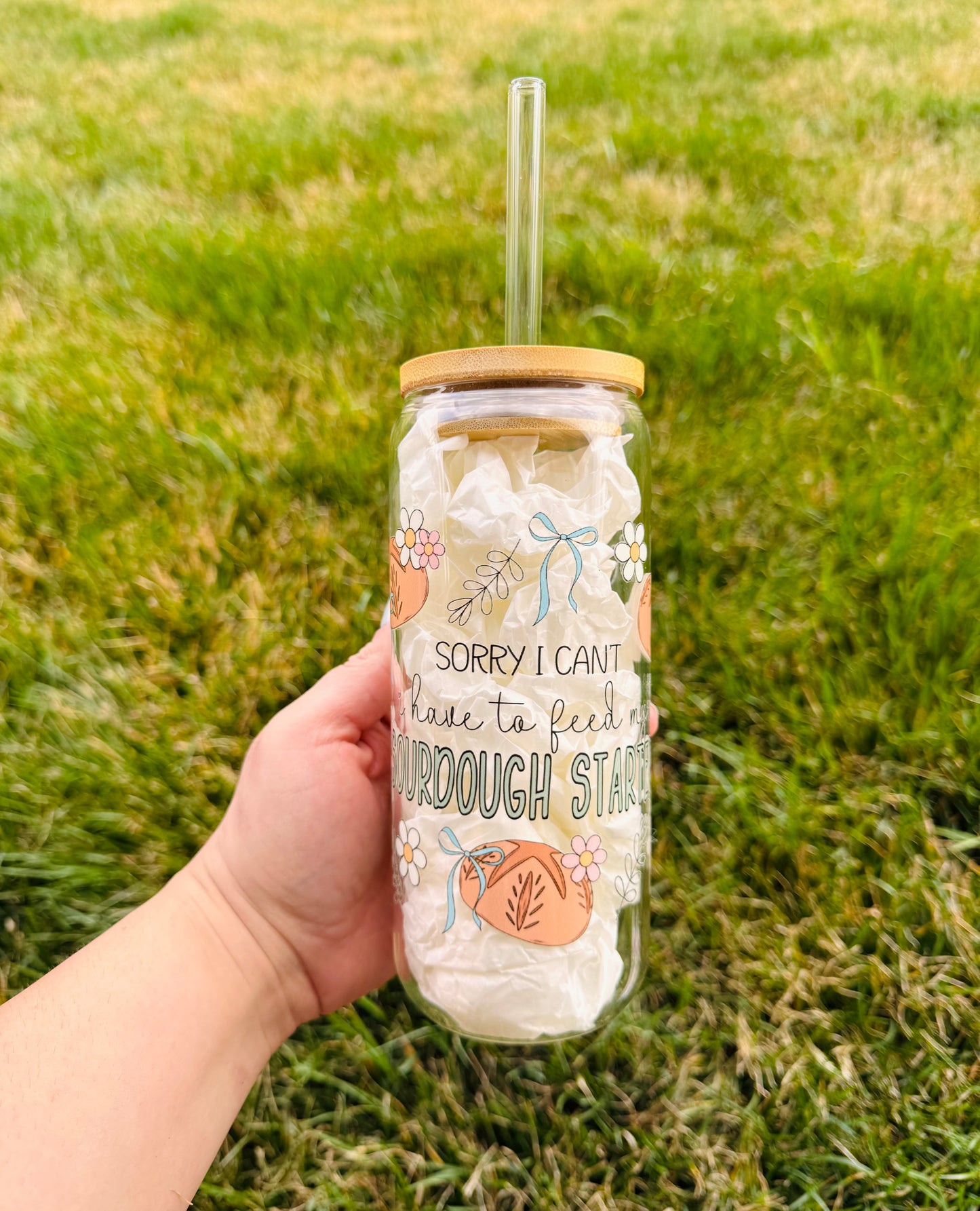 Sourdough Starter Keeper 20oz Glass Tumbler