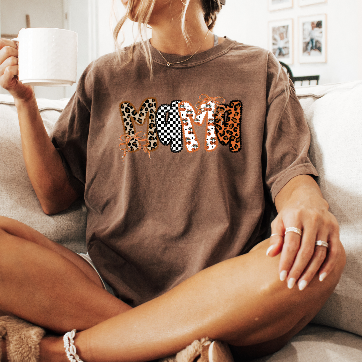 Cherry Checkered Cheetah Printed MAMA Tee