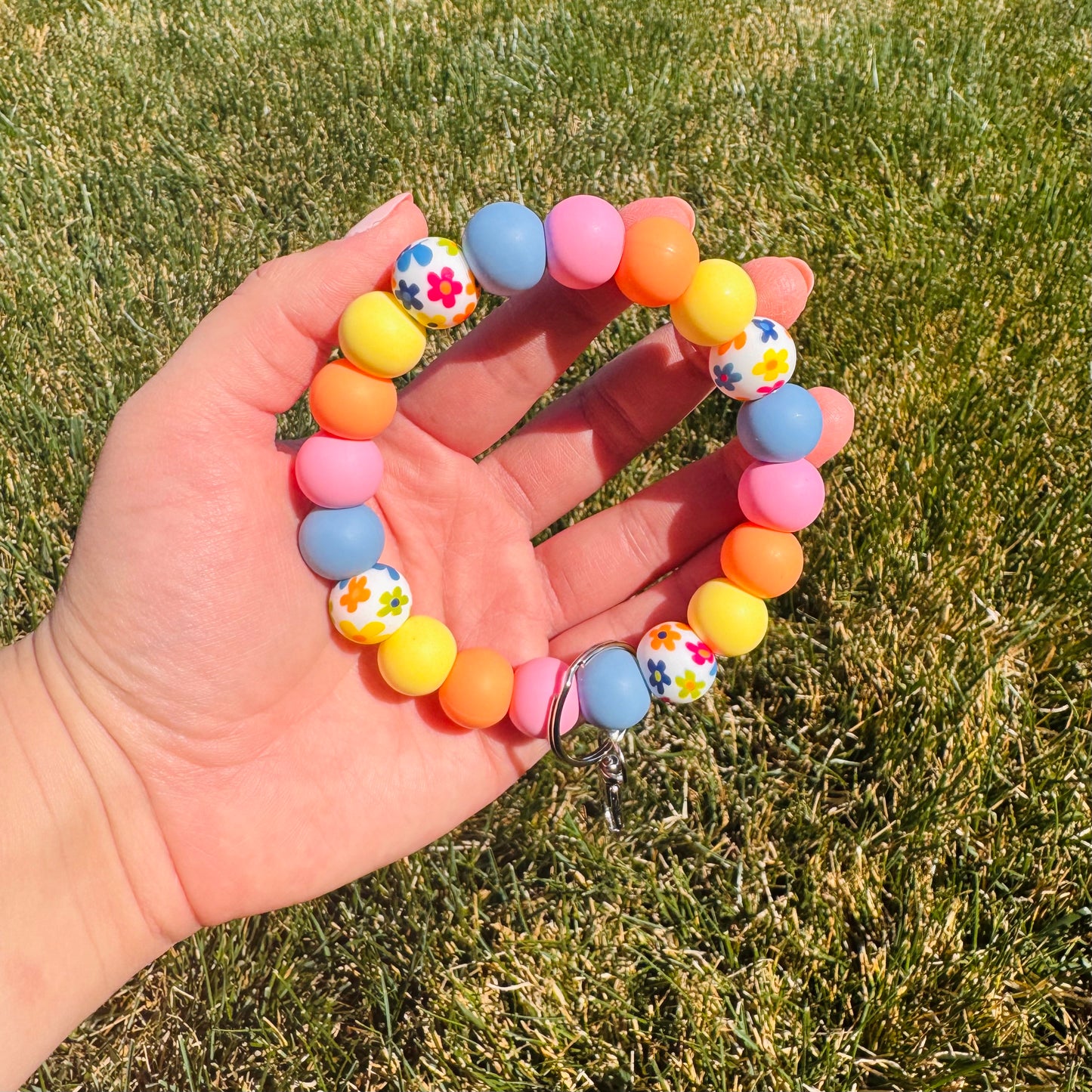 Floral Pastels Beaded Wristlet