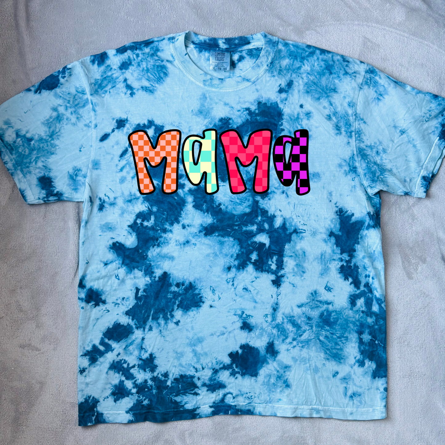Checkered Pattern MAMA Tee