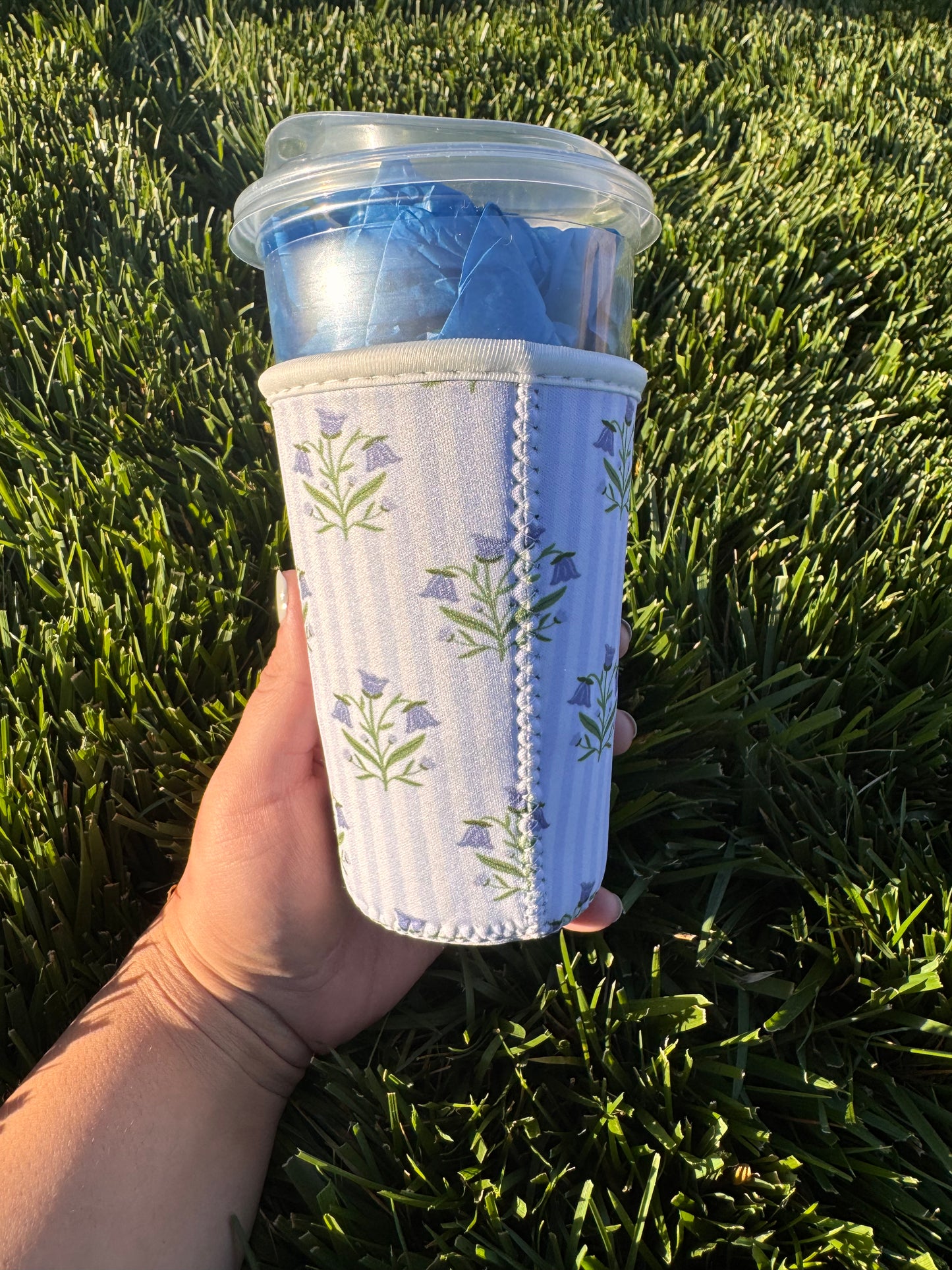 Bellflowers and Stripes Coffee Sleeve