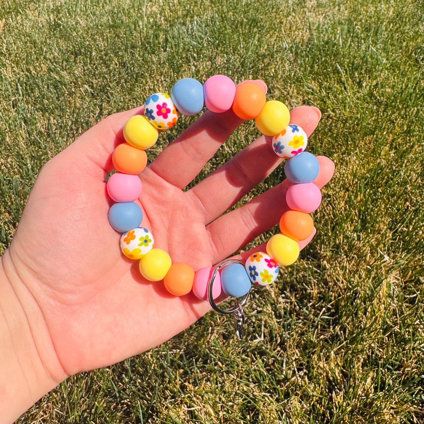 Floral Pastels Beaded Wristlet