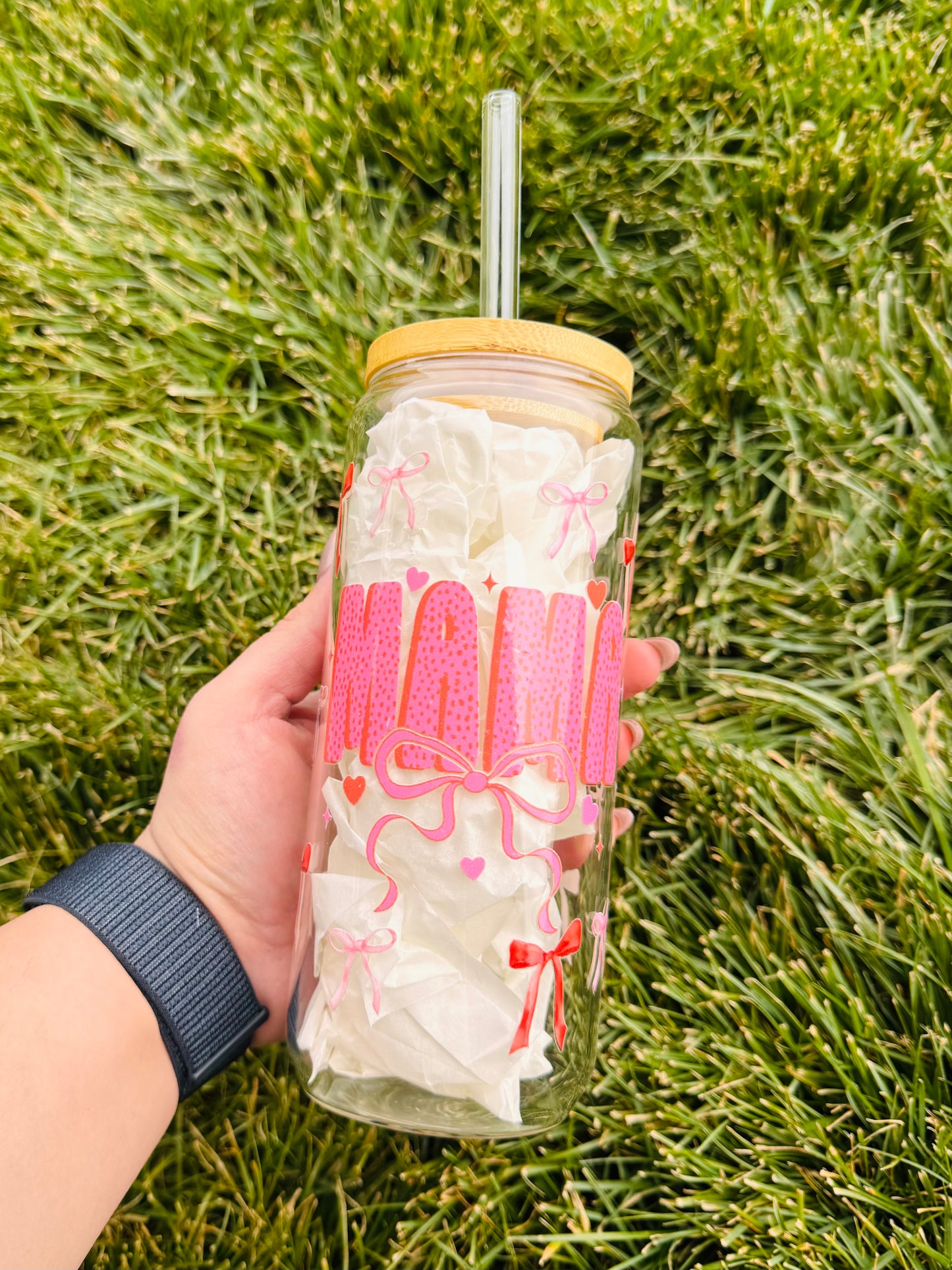 Polka Dot Distressed MAMA 20oz Tumbler