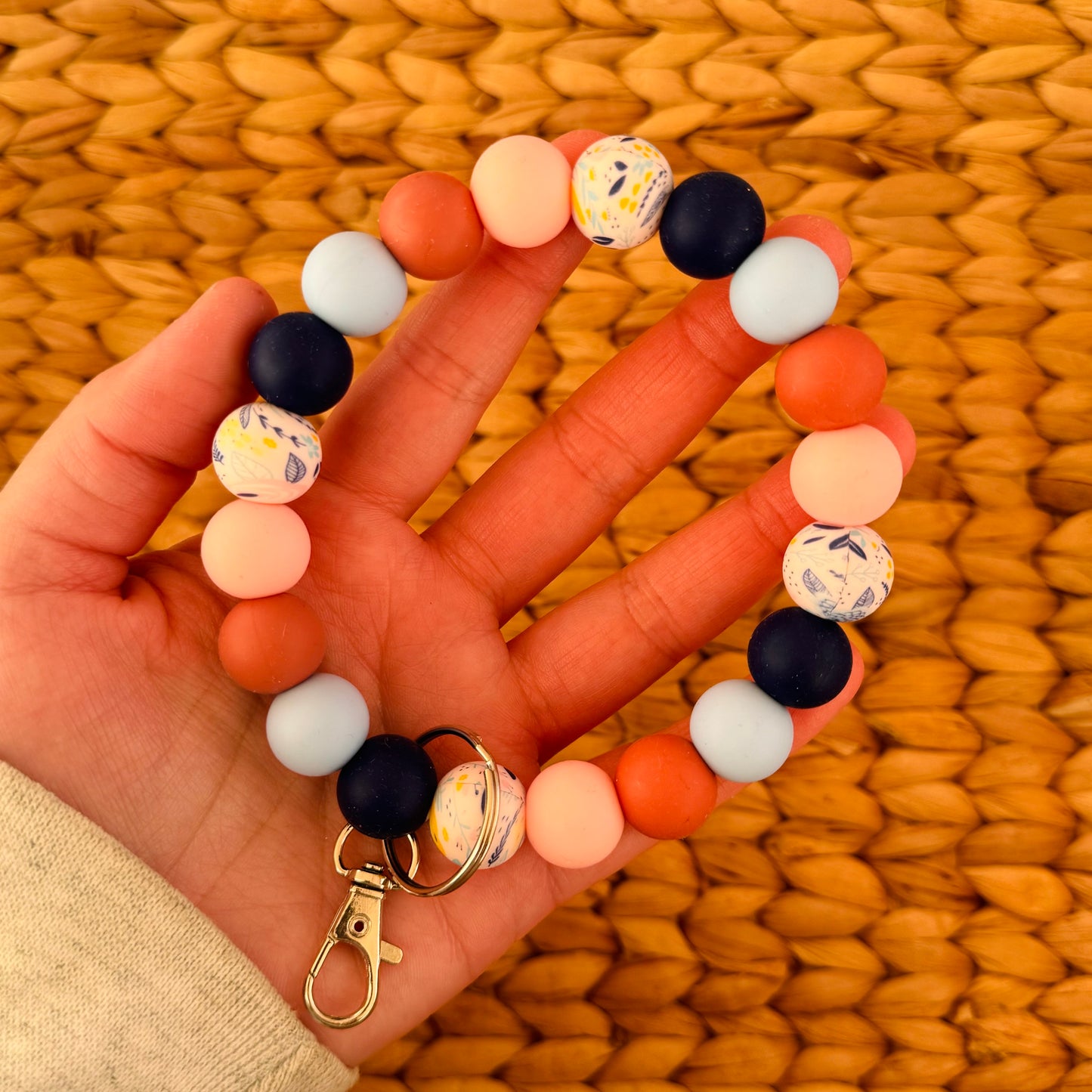 Blue Wildflower Fields Beaded Wristlet