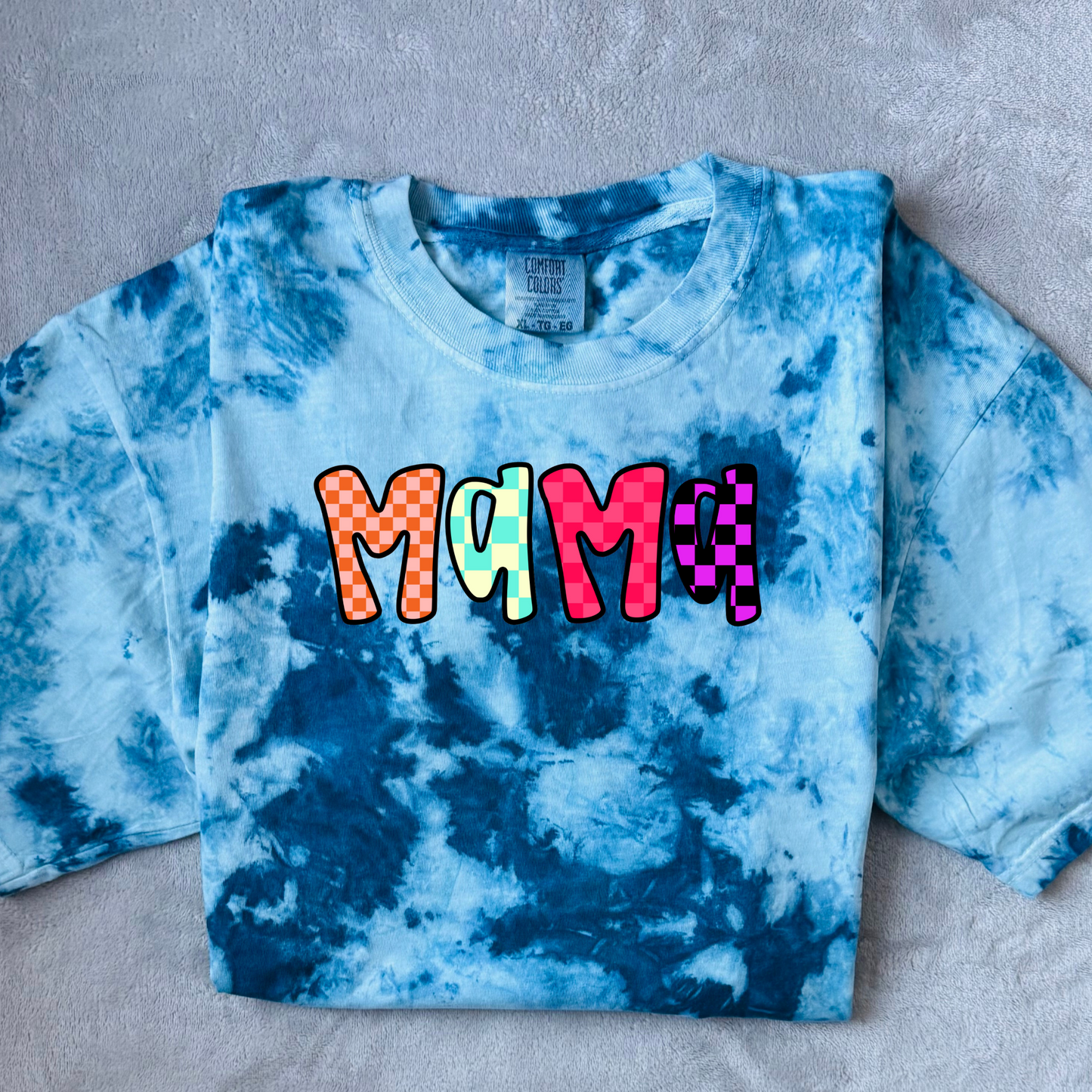 Checkered Pattern MAMA Tee