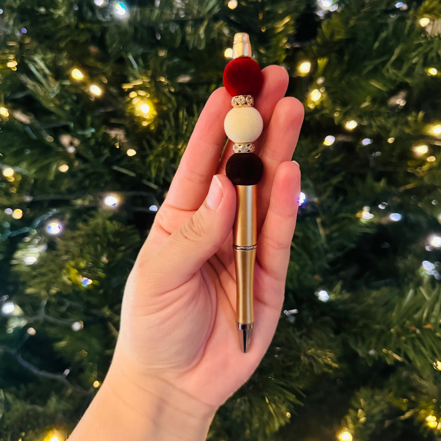 Pop of Red Beaded Pen