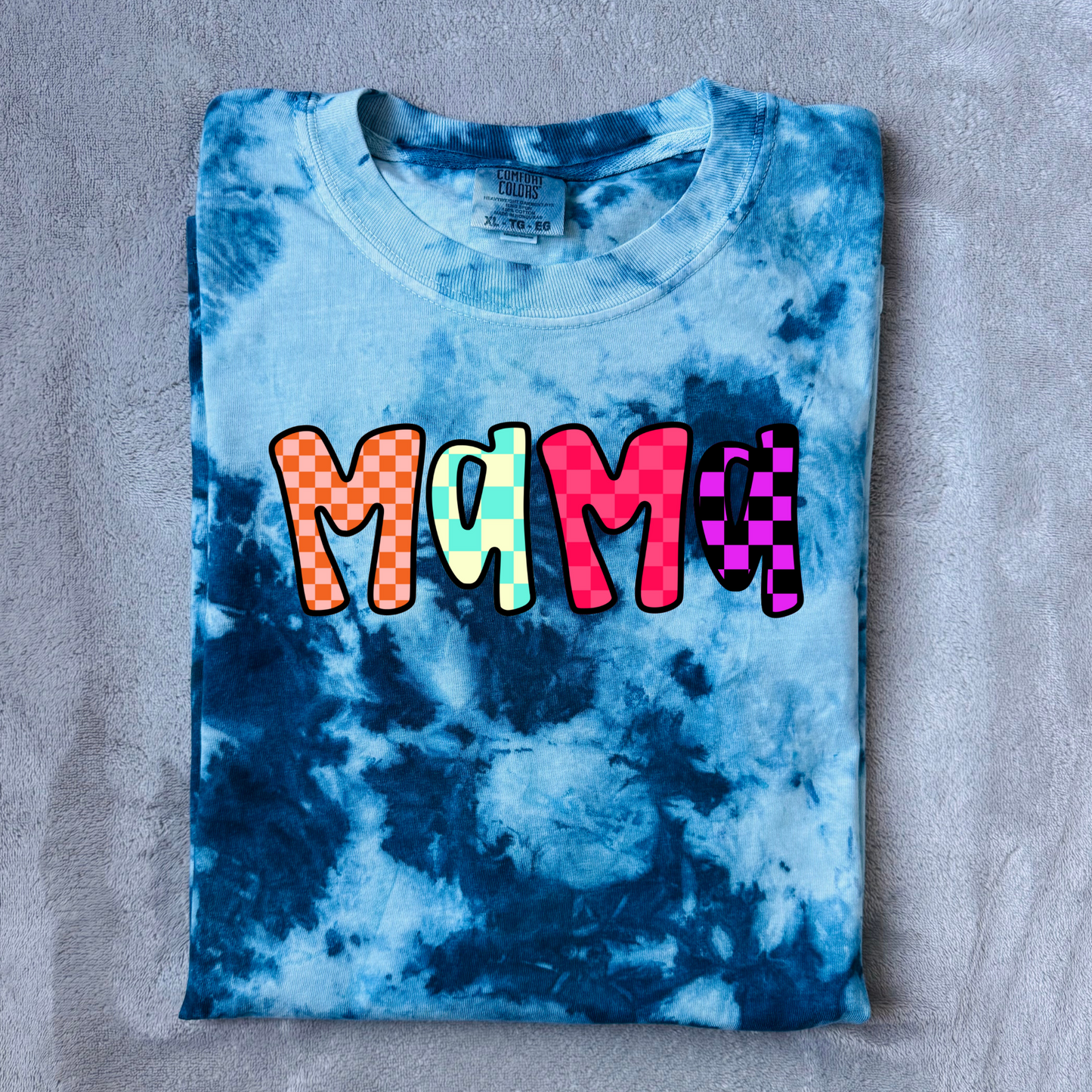 Checkered Pattern MAMA Tee