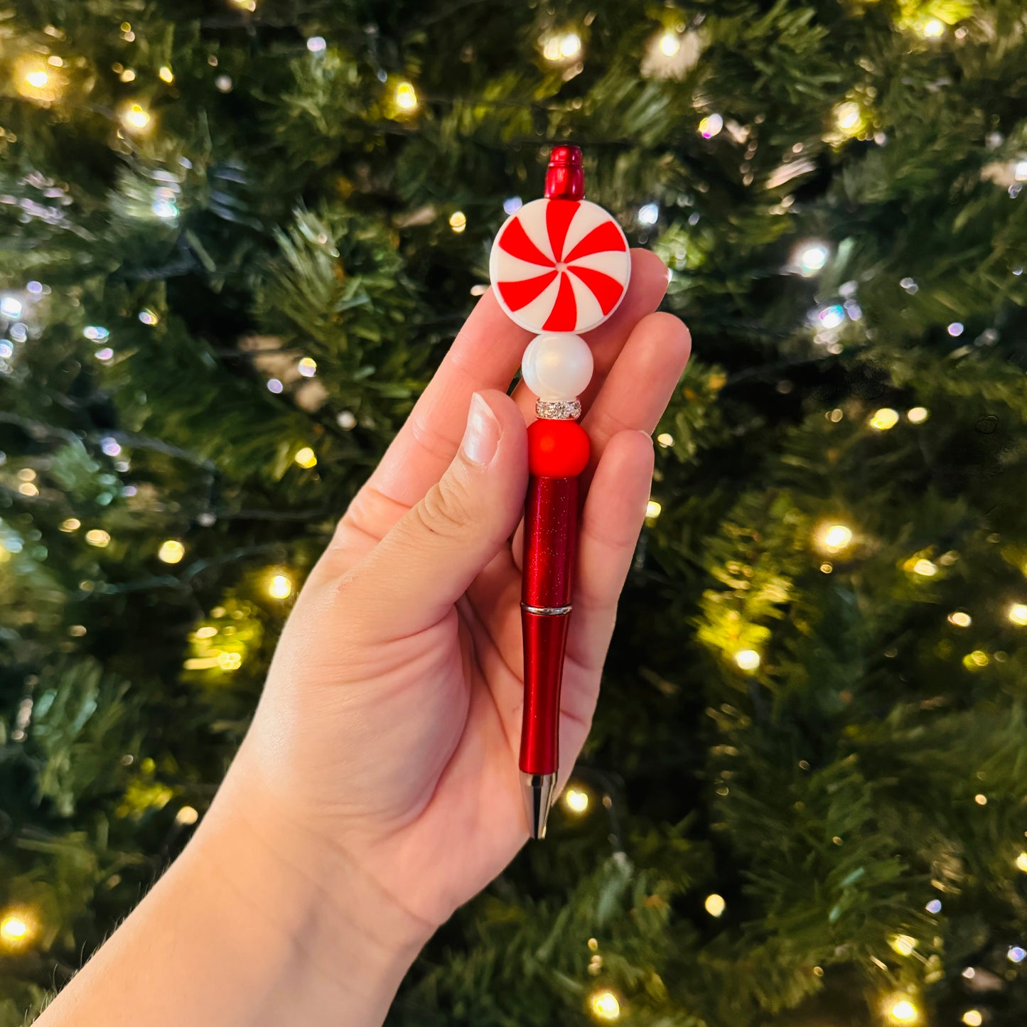 Peppermint Swirls Beaded Pen