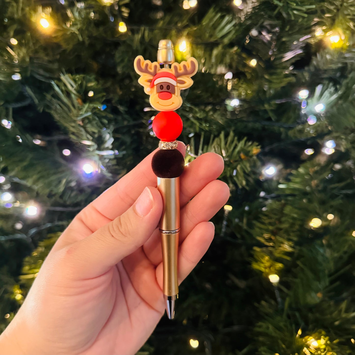Rudolph the Red Nose Reindeer Beaded Pen