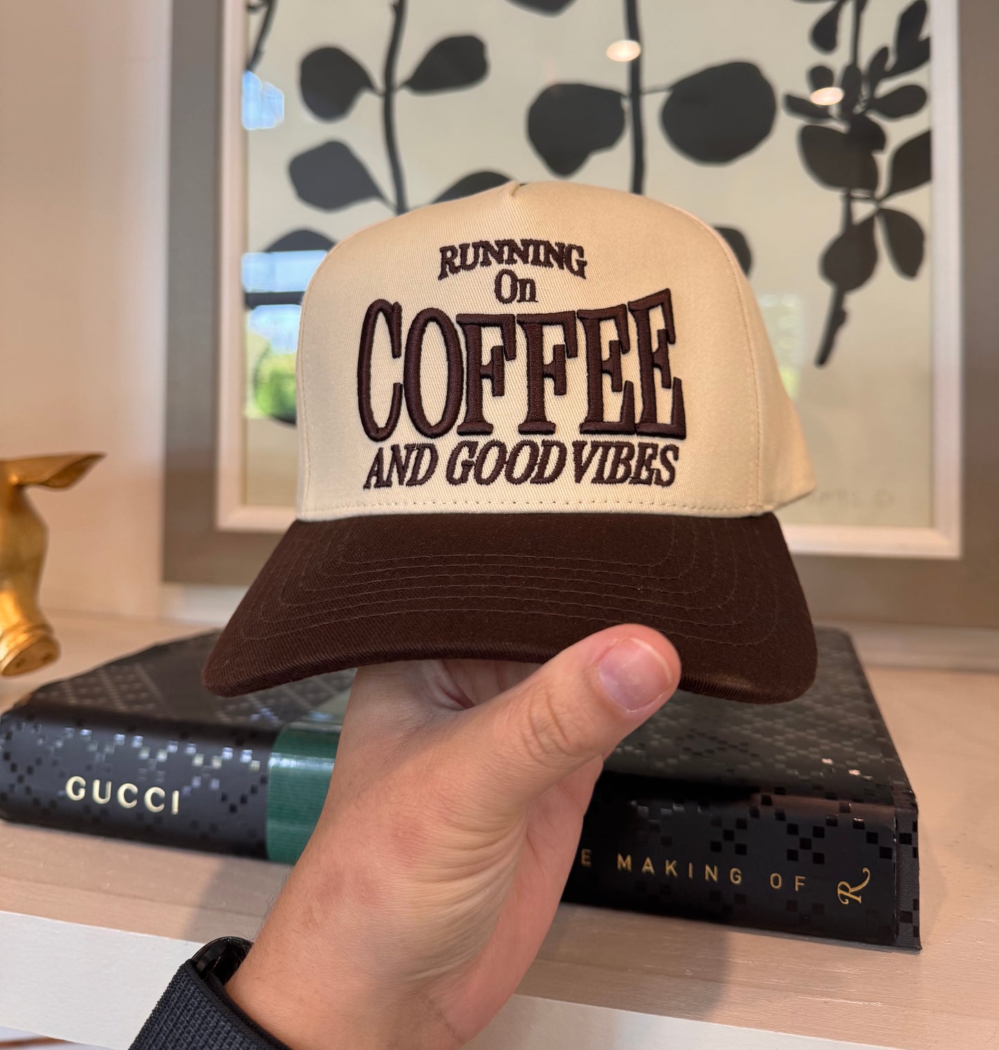 Running on Coffee and Good Vibes Embroidered Hat