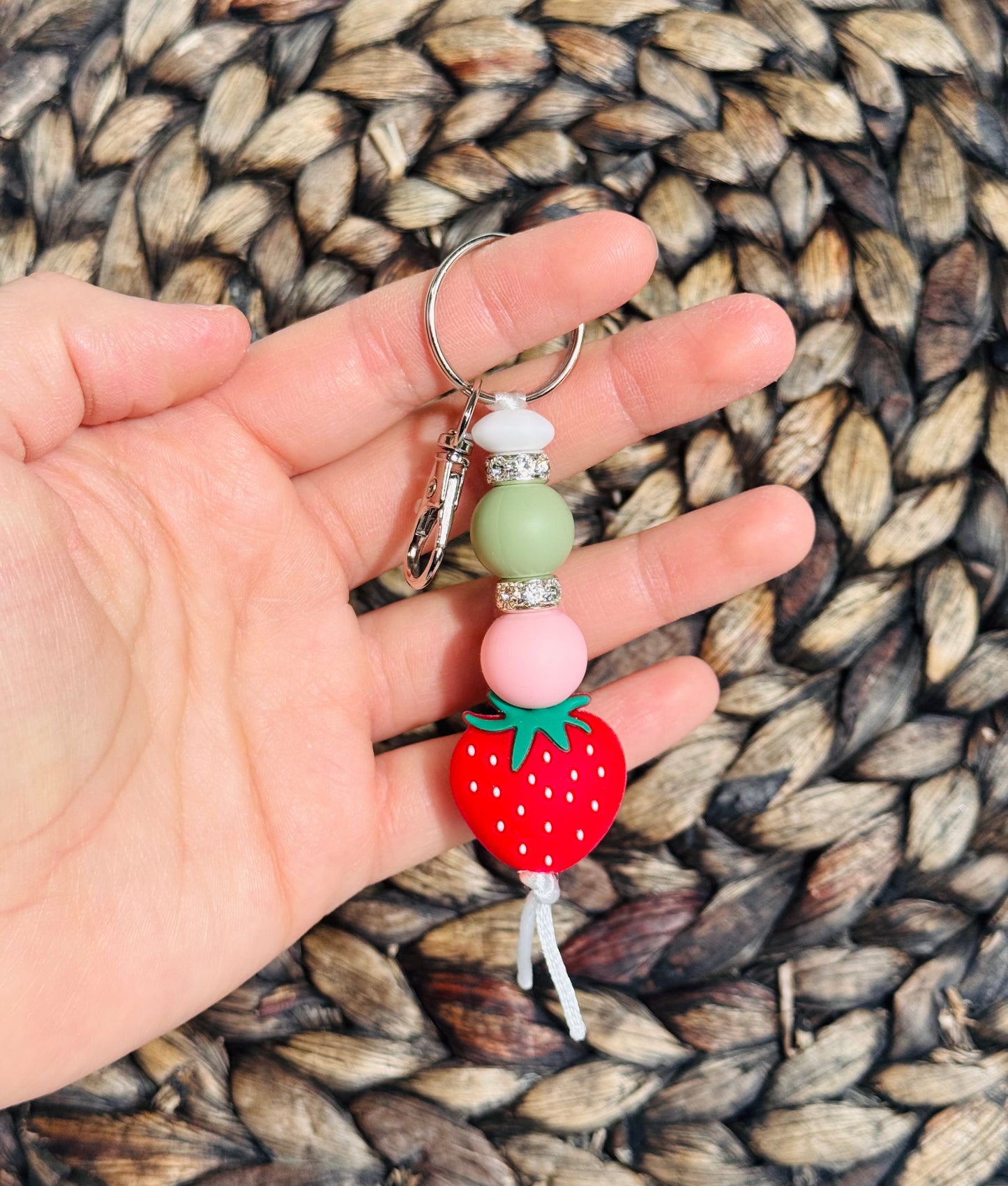Strawberry Fields Beaded Keychain