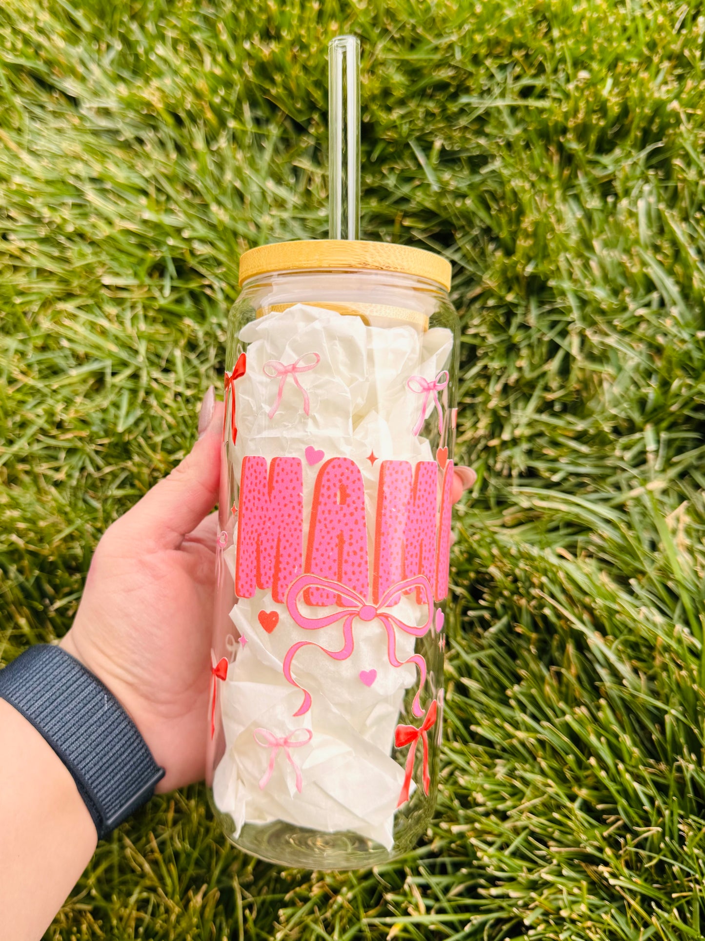 Polka Dot Distressed MAMA 20oz Tumbler