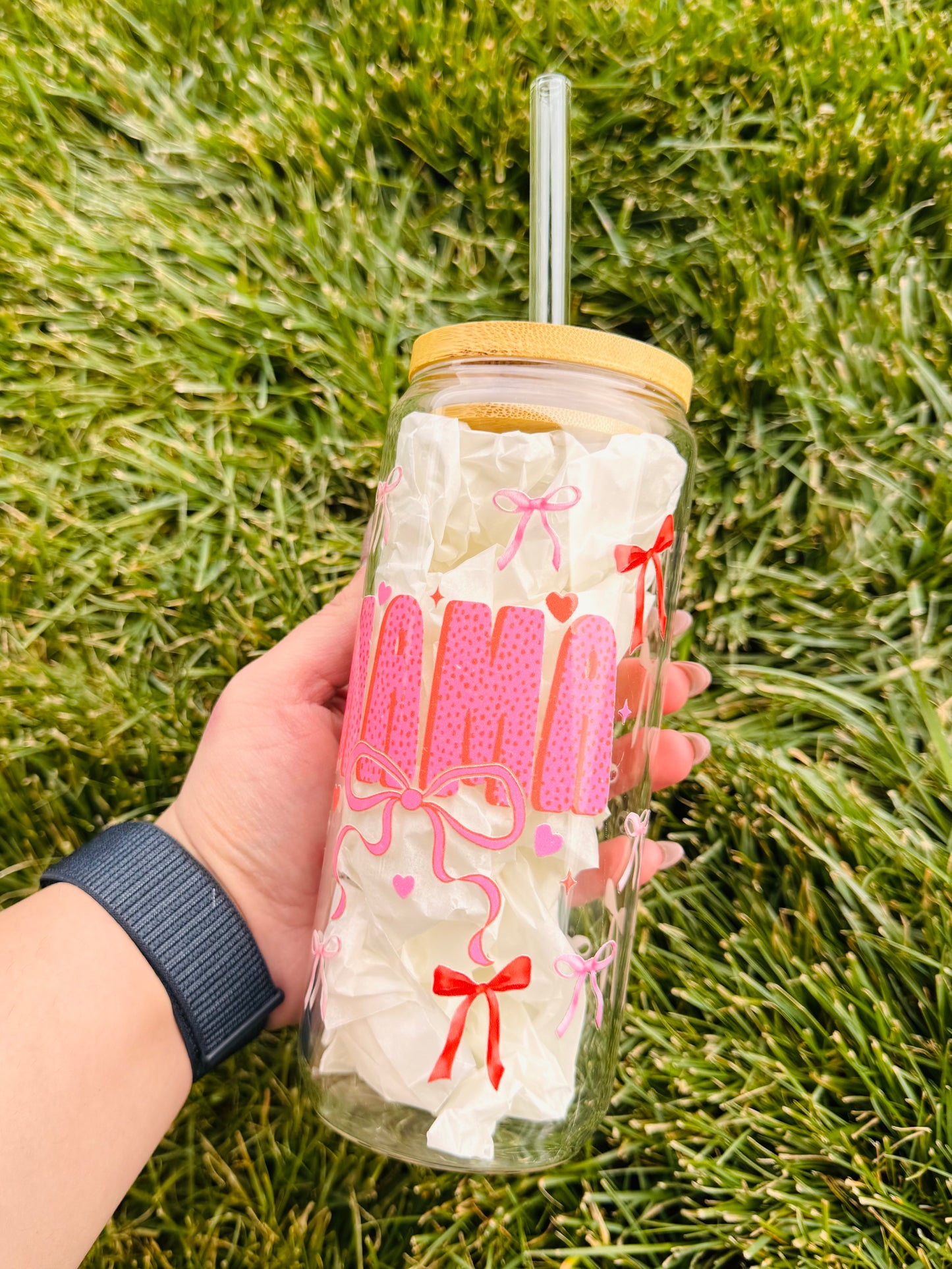 Polka Dot Distressed MAMA 20oz Tumbler