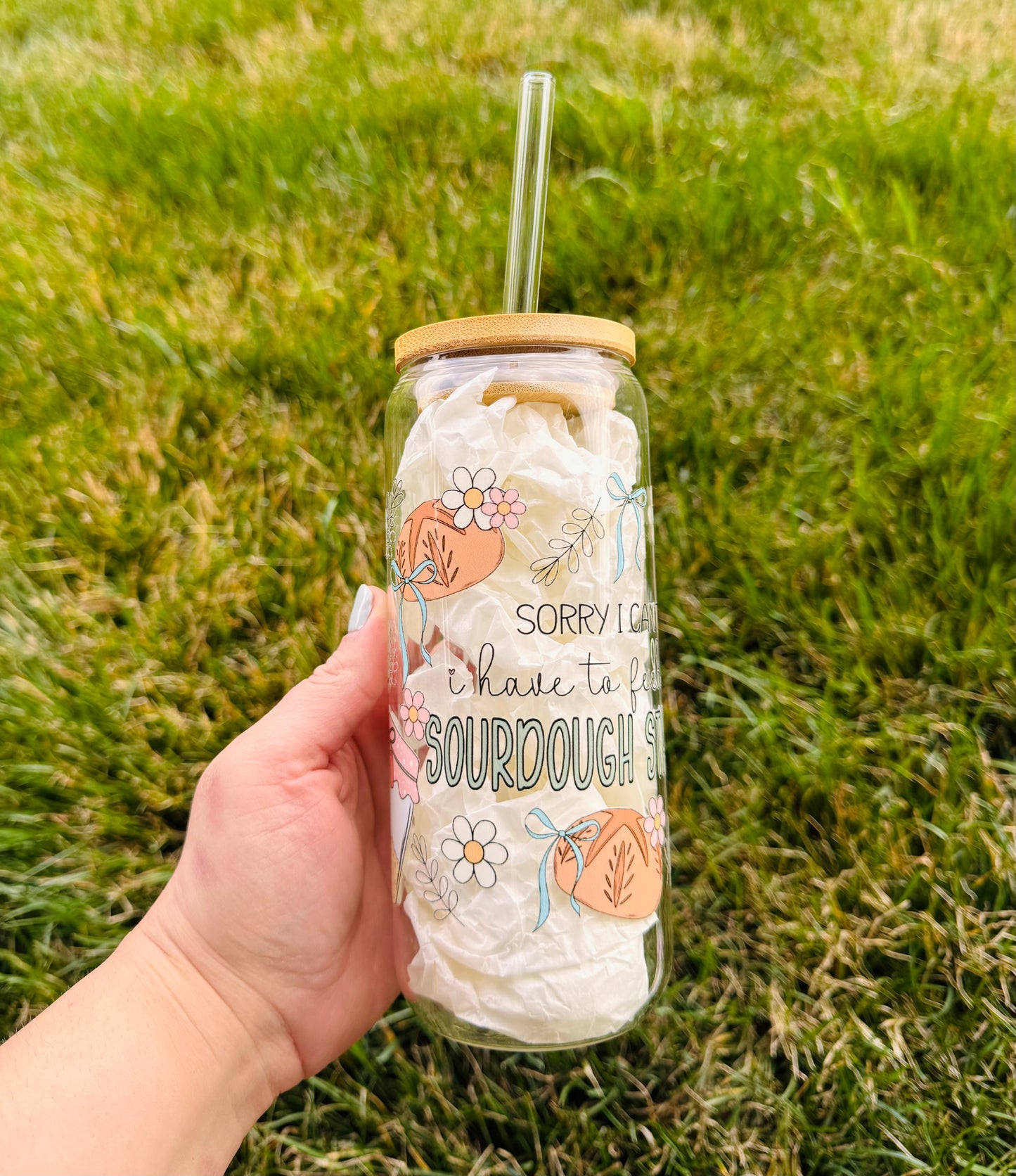 Sourdough Starter Keeper 20oz Glass Tumbler