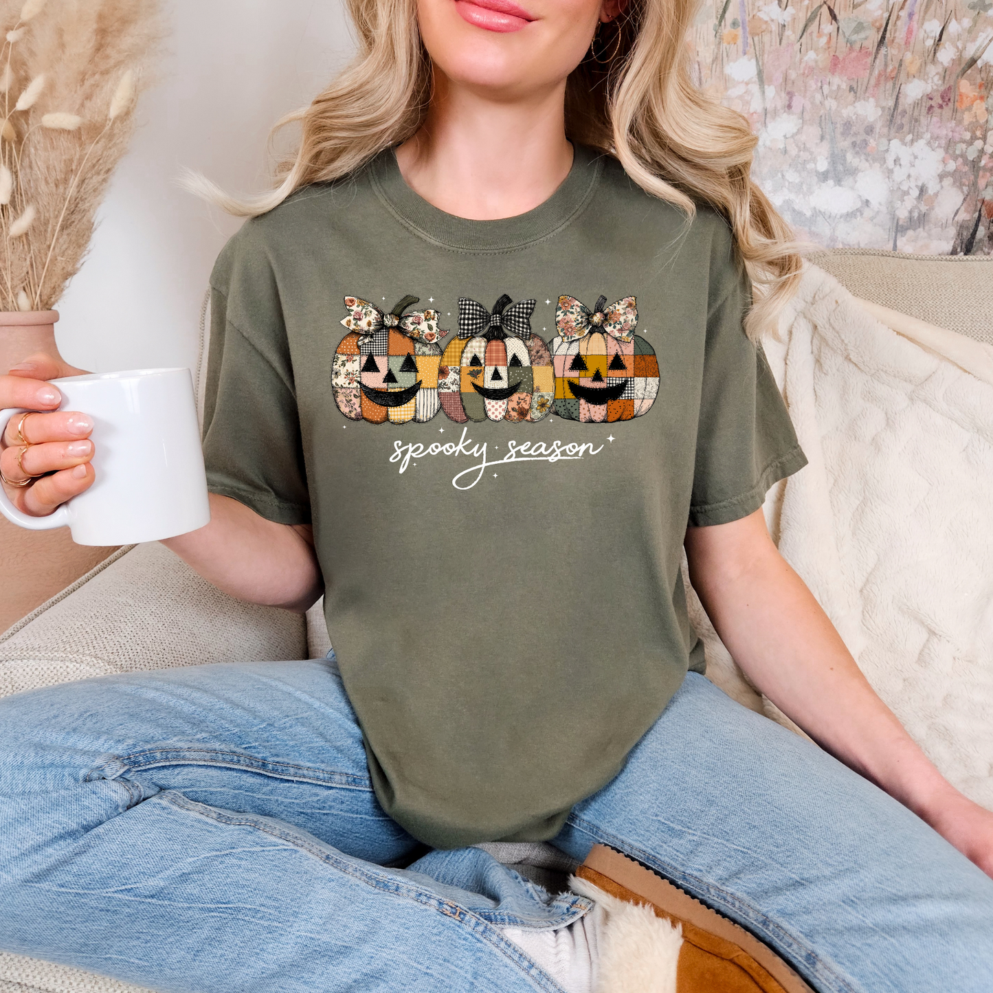 Patched Pumpkin Spooky Season T-shirt