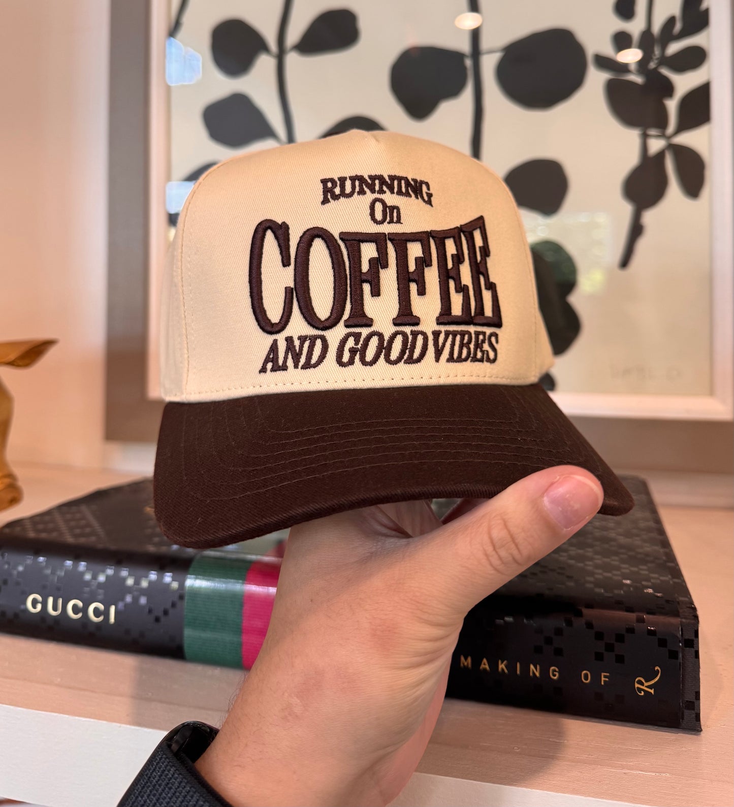 Running on Coffee and Good Vibes Embroidered Hat