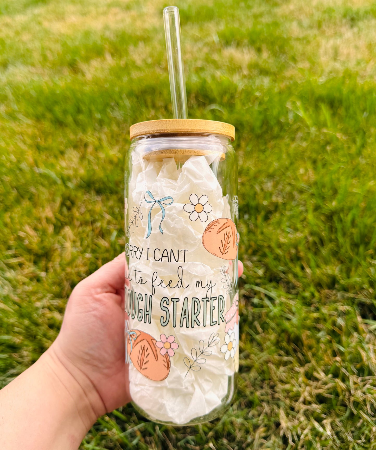Sourdough Starter Keeper 20oz Glass Tumbler