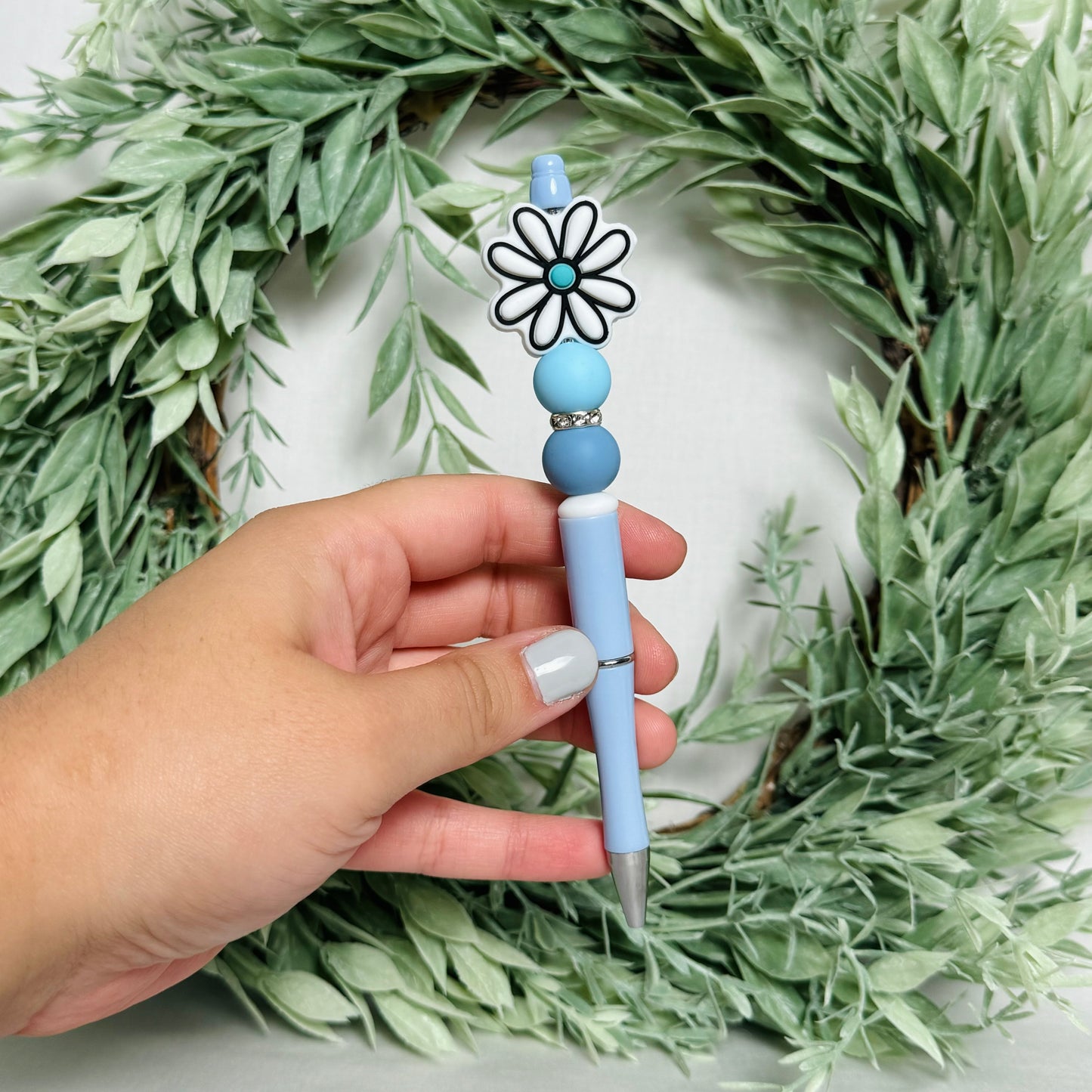 Blue Lotus Beaded Pen