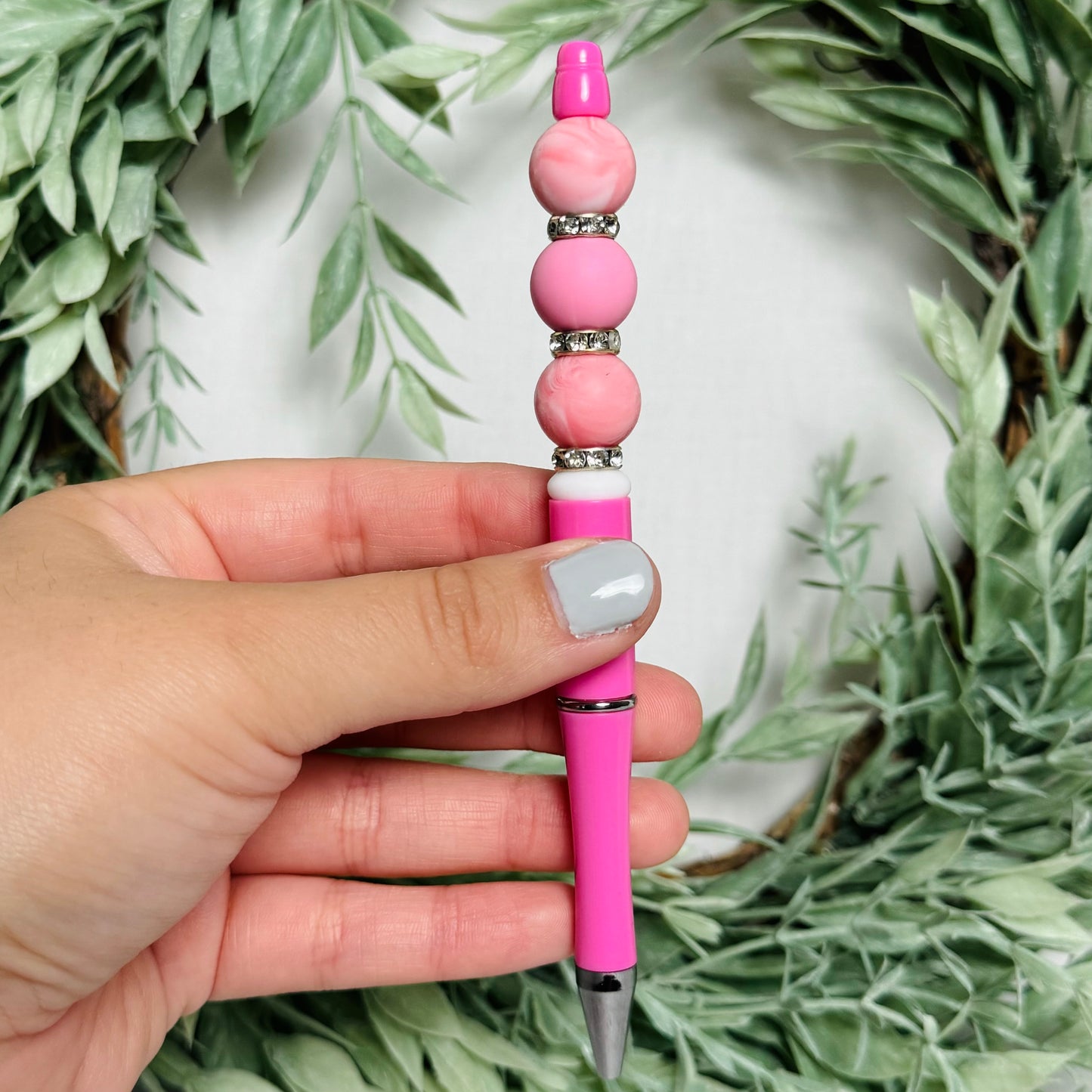 Pink Swirls Beaded Pen