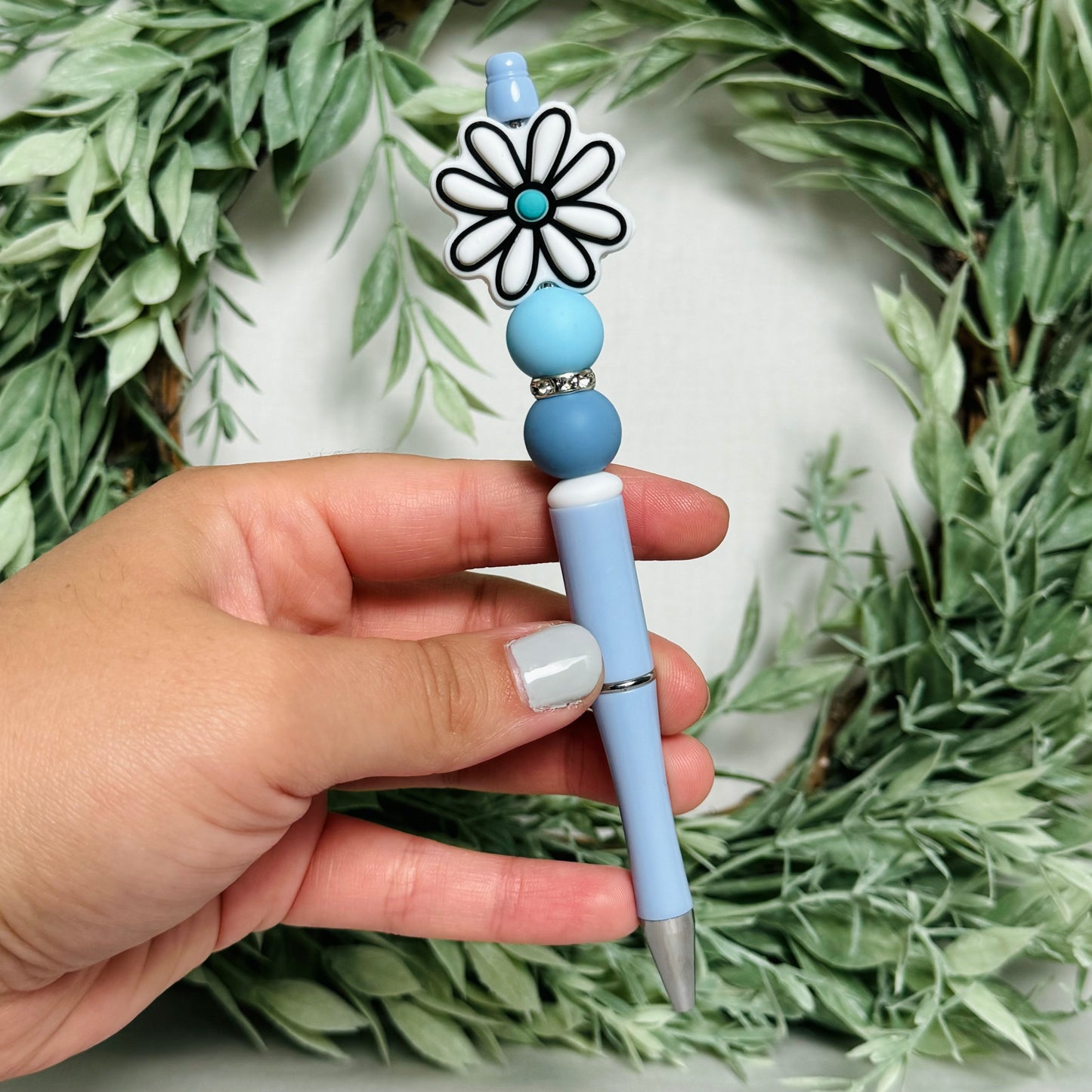 Blue Lotus Beaded Pen