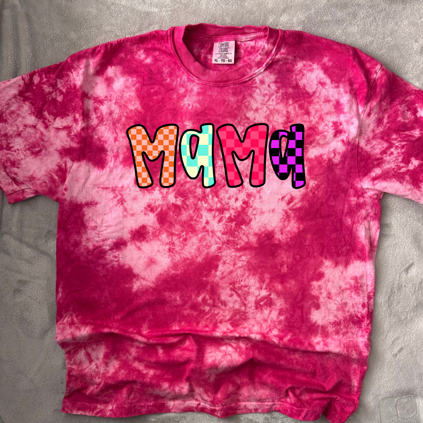 Checkered Pattern MAMA Tee