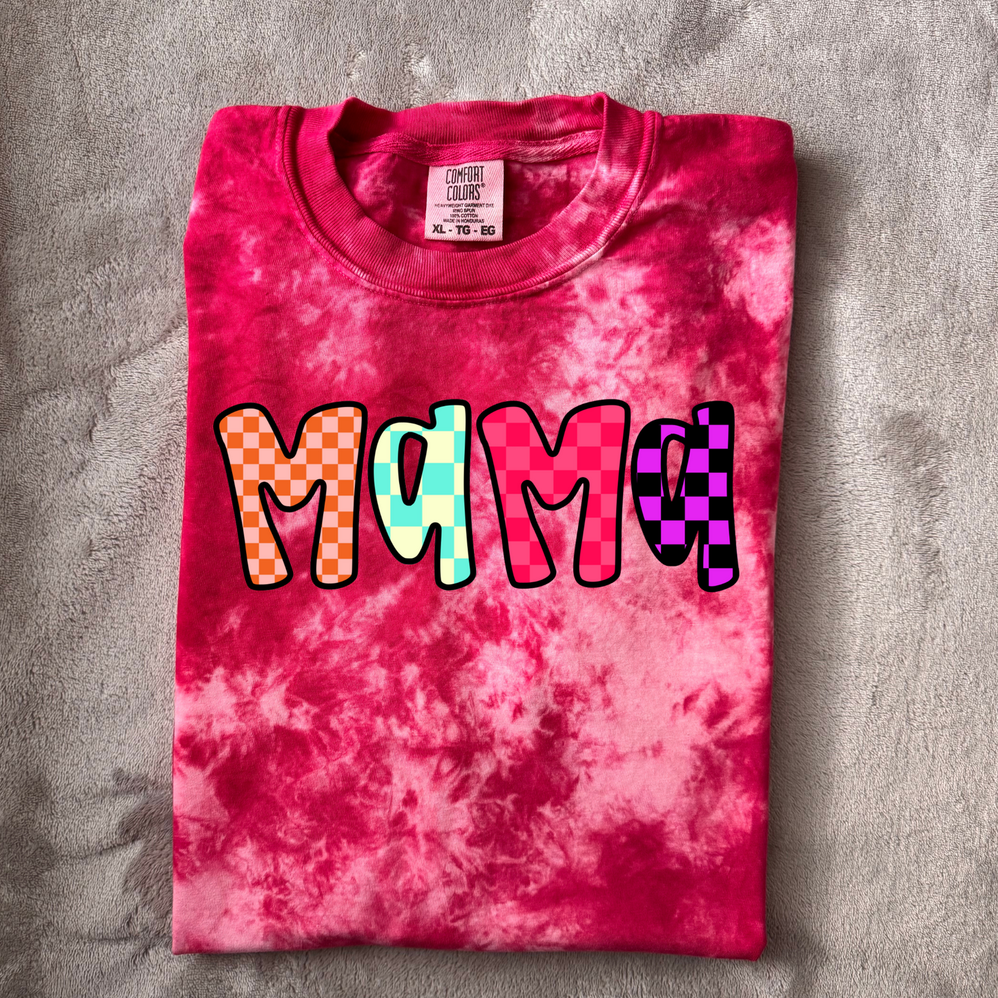 Checkered Pattern MAMA Tee