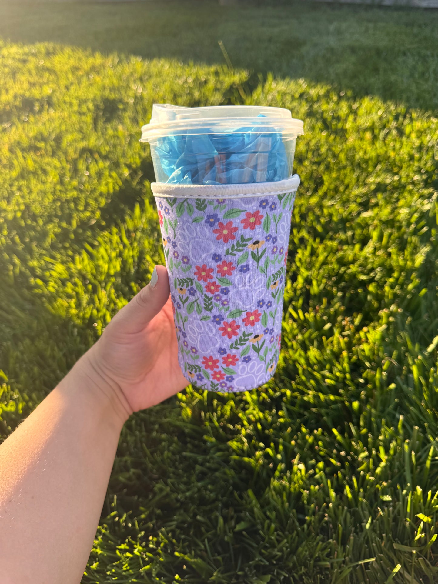 Floral Paw Print Coffee Sleeve