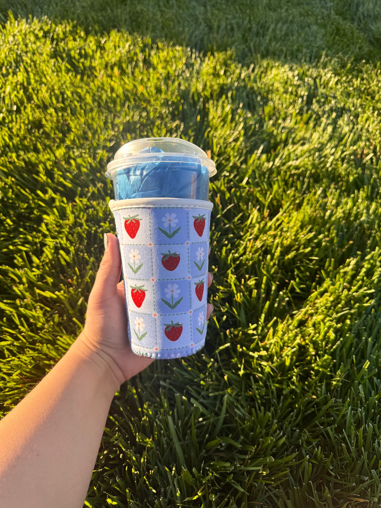 Strawberries & Florals Patch Work Coffee Sleeve