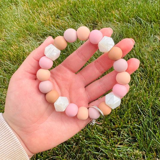 Pink & Neutrals Sandstone Beaded Wristlet