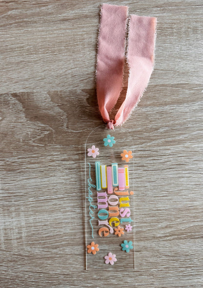 Floral Just One More Chapter Bookmark