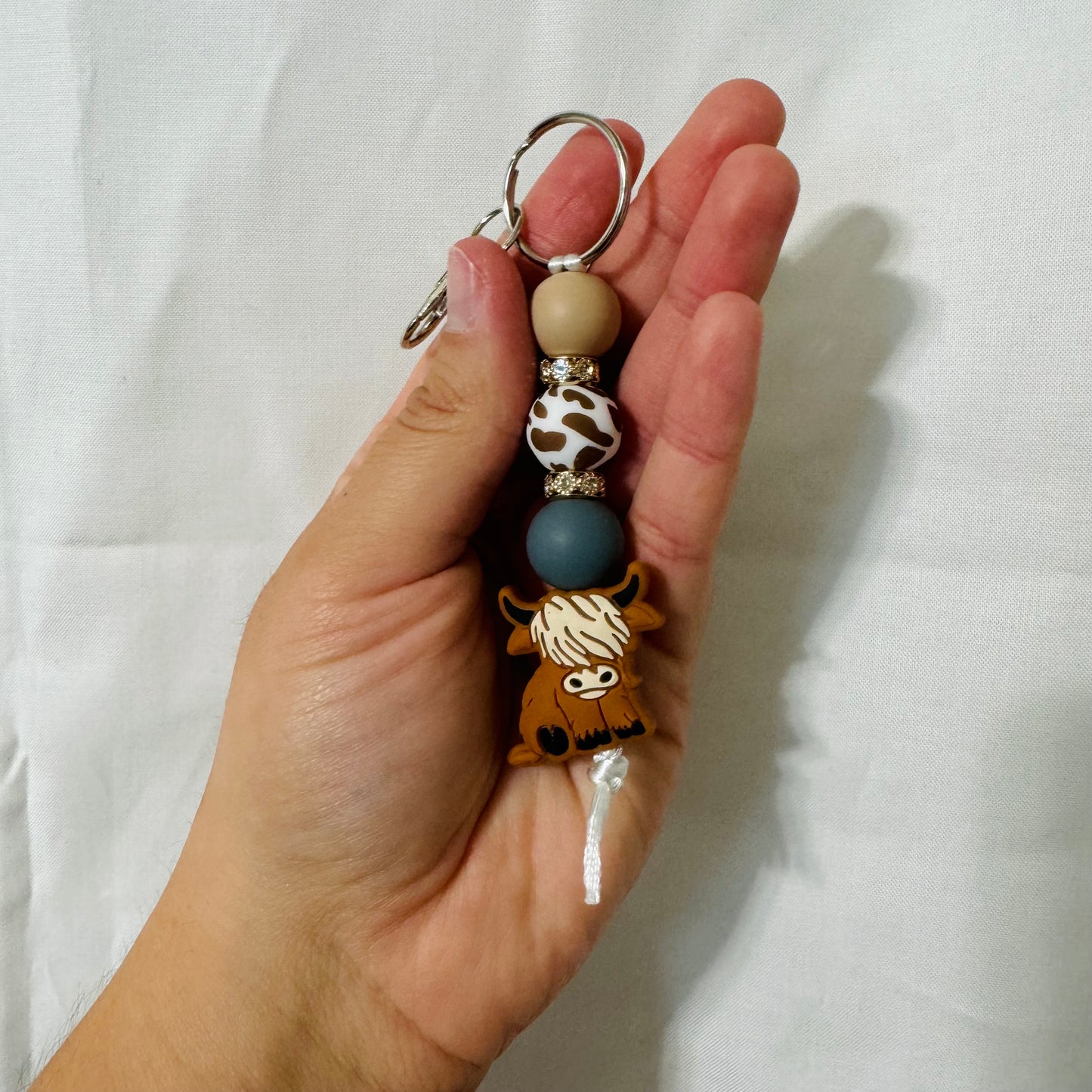 Highland Cow Beaded Keychain