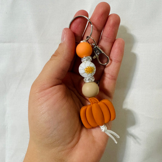 Pumpkin Floral Keychain