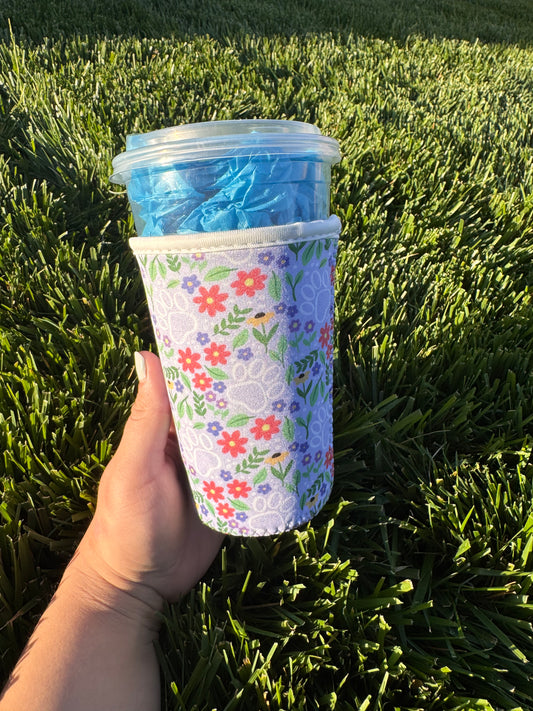 Floral Paw Print Coffee Sleeve
