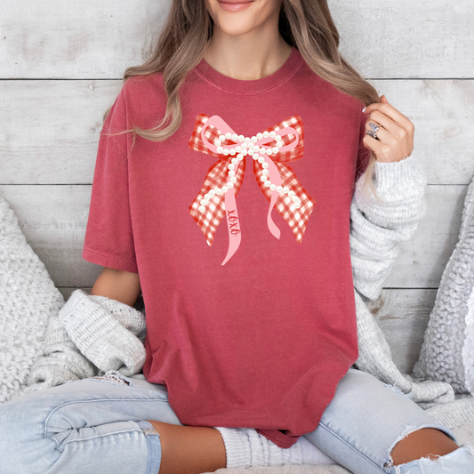 XOXO Gingham and Pearls Bow