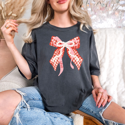 XOXO Gingham and Pearls Bow