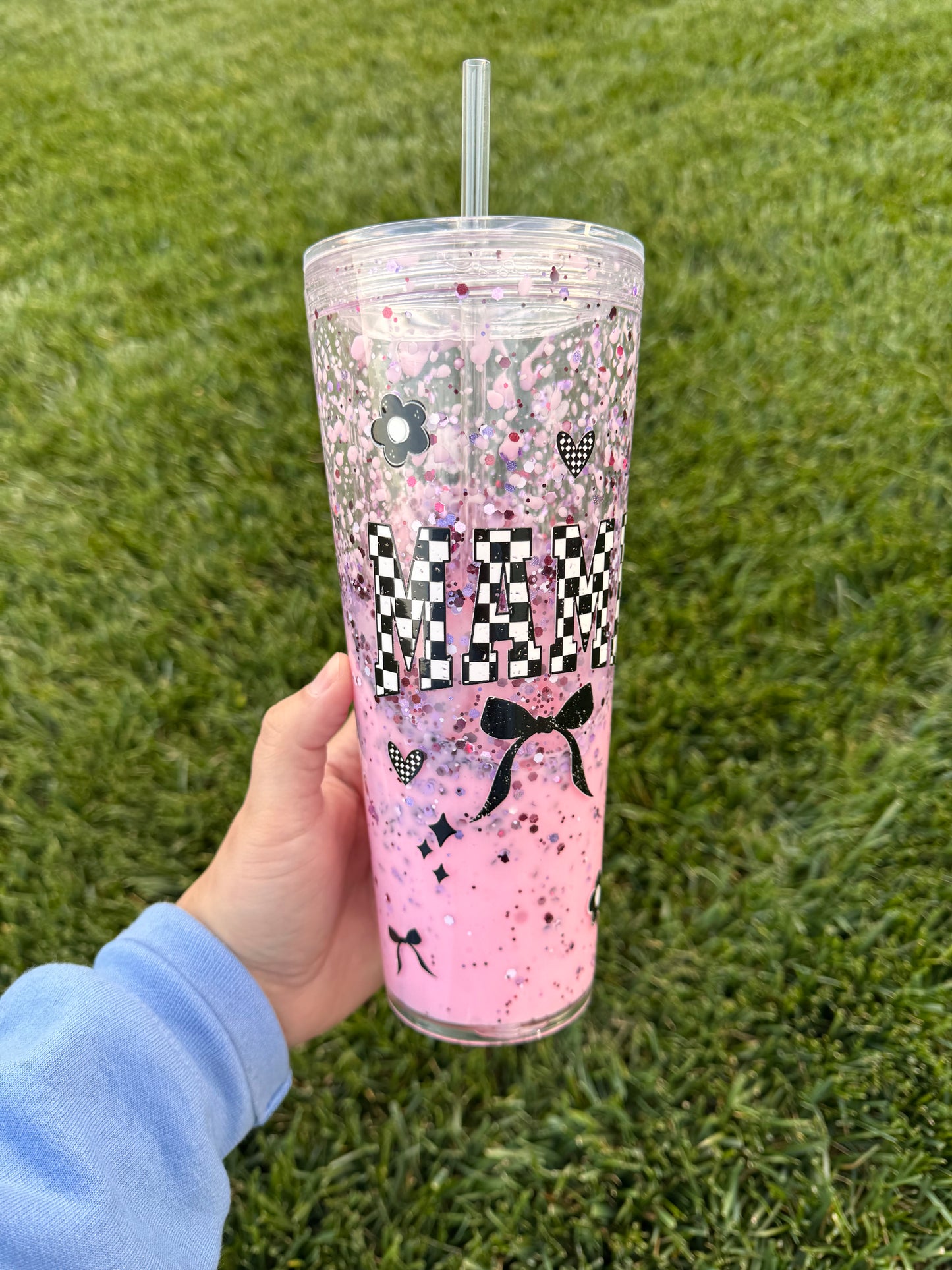 Lava Lamp Checkered MAMA 24oz Tumbler RTS