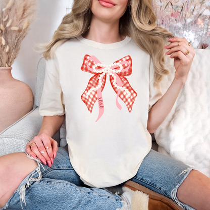 XOXO Gingham and Pearls Bow
