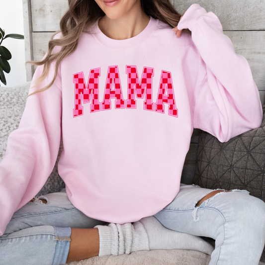 Pink Checkered MAMA Sweatshirt