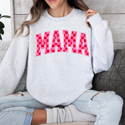 Pink Checkered MAMA Sweatshirt