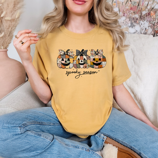 Patched Pumpkin Spooky Season T-shirt
