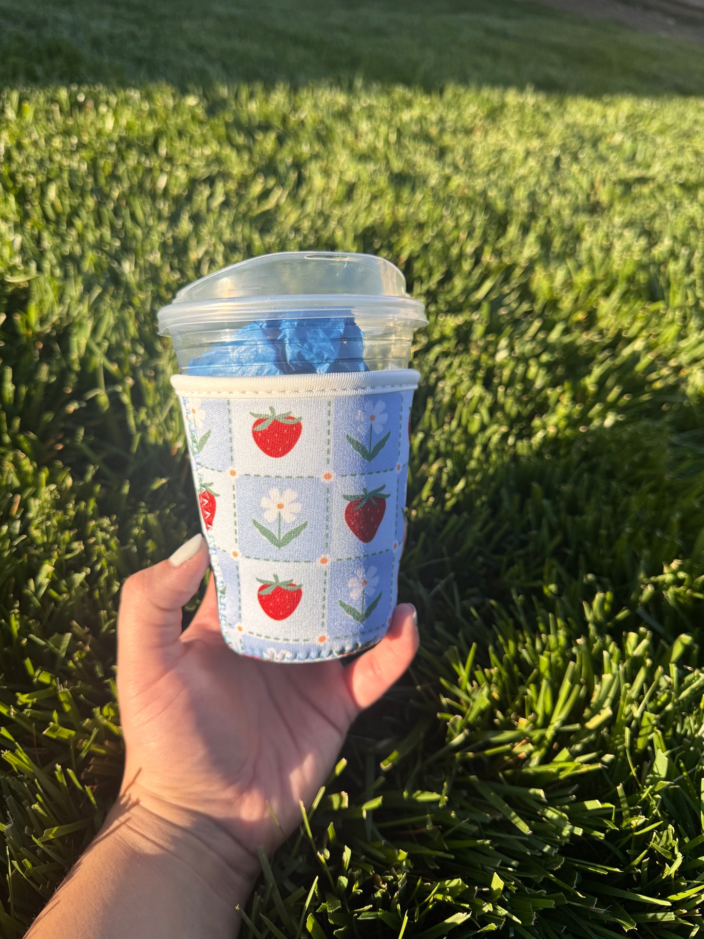 Strawberries & Florals Patch Work Coffee Sleeve