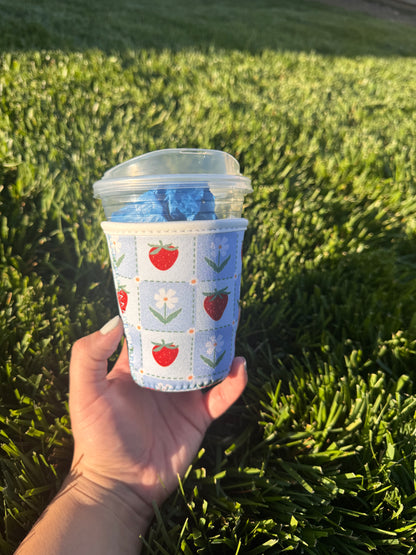 Strawberries & Florals Patch Work Coffee Sleeve