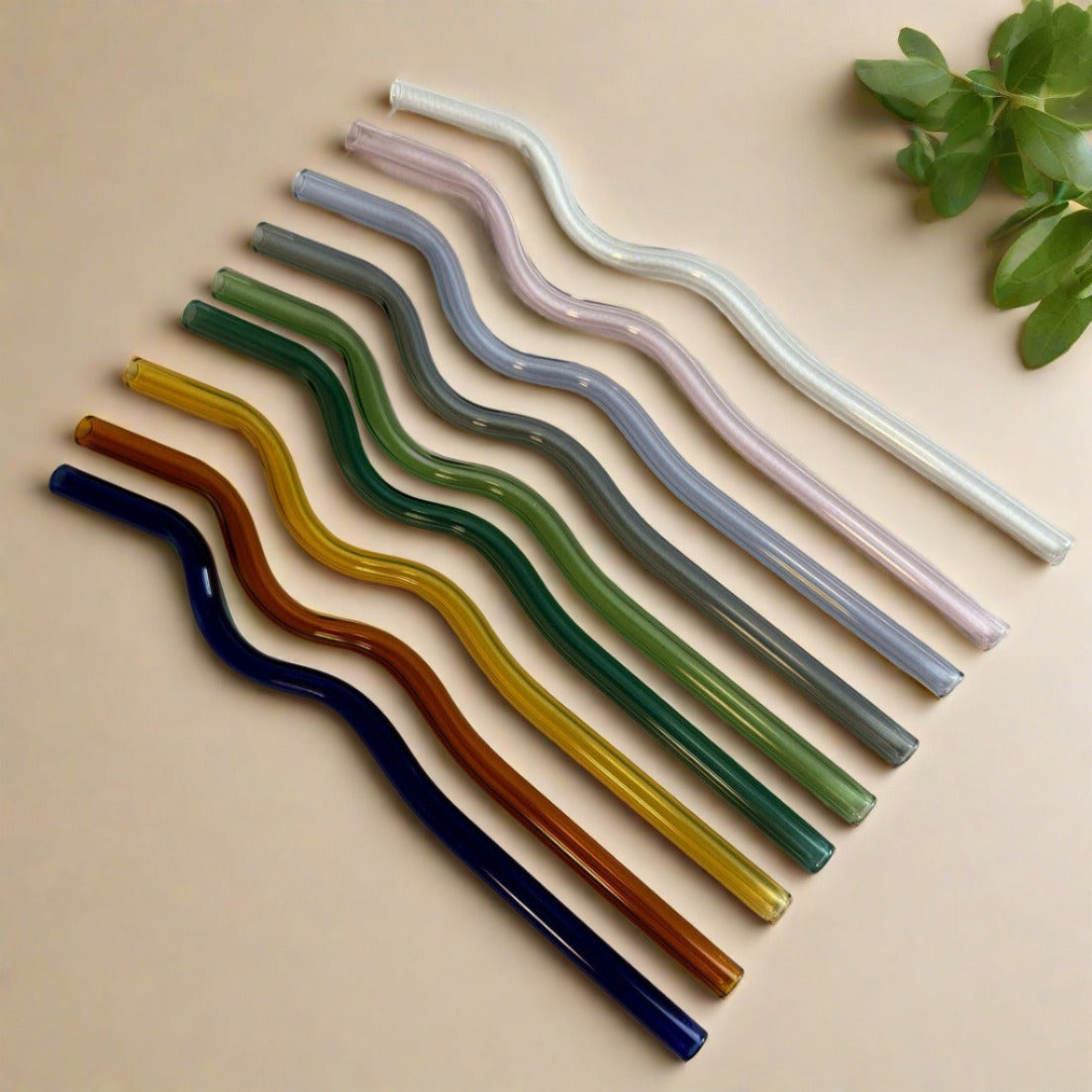 Colored Wavy Glass Straws