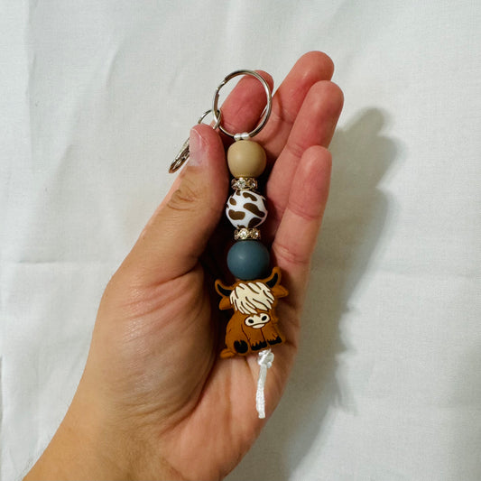 Highland Cow Beaded Keychain