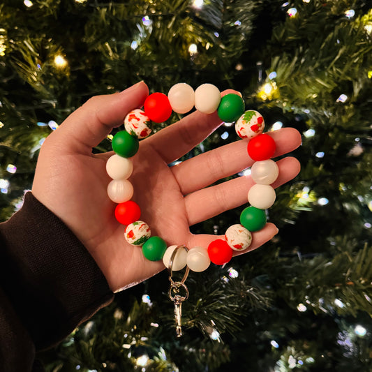 Holly Jolly Beaded Keychain