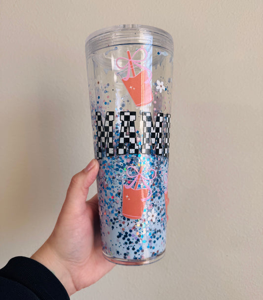 Coffee + Daisies Checkered MAMA 24oz Tumbler Lava Lamp