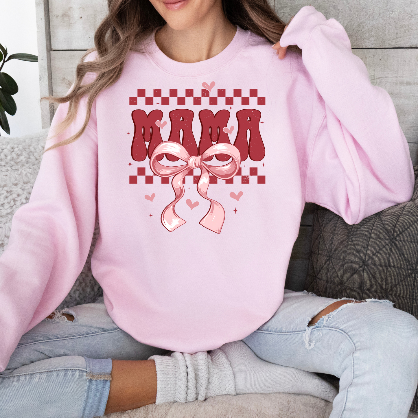 Red Checkered Mama Sweatshirt