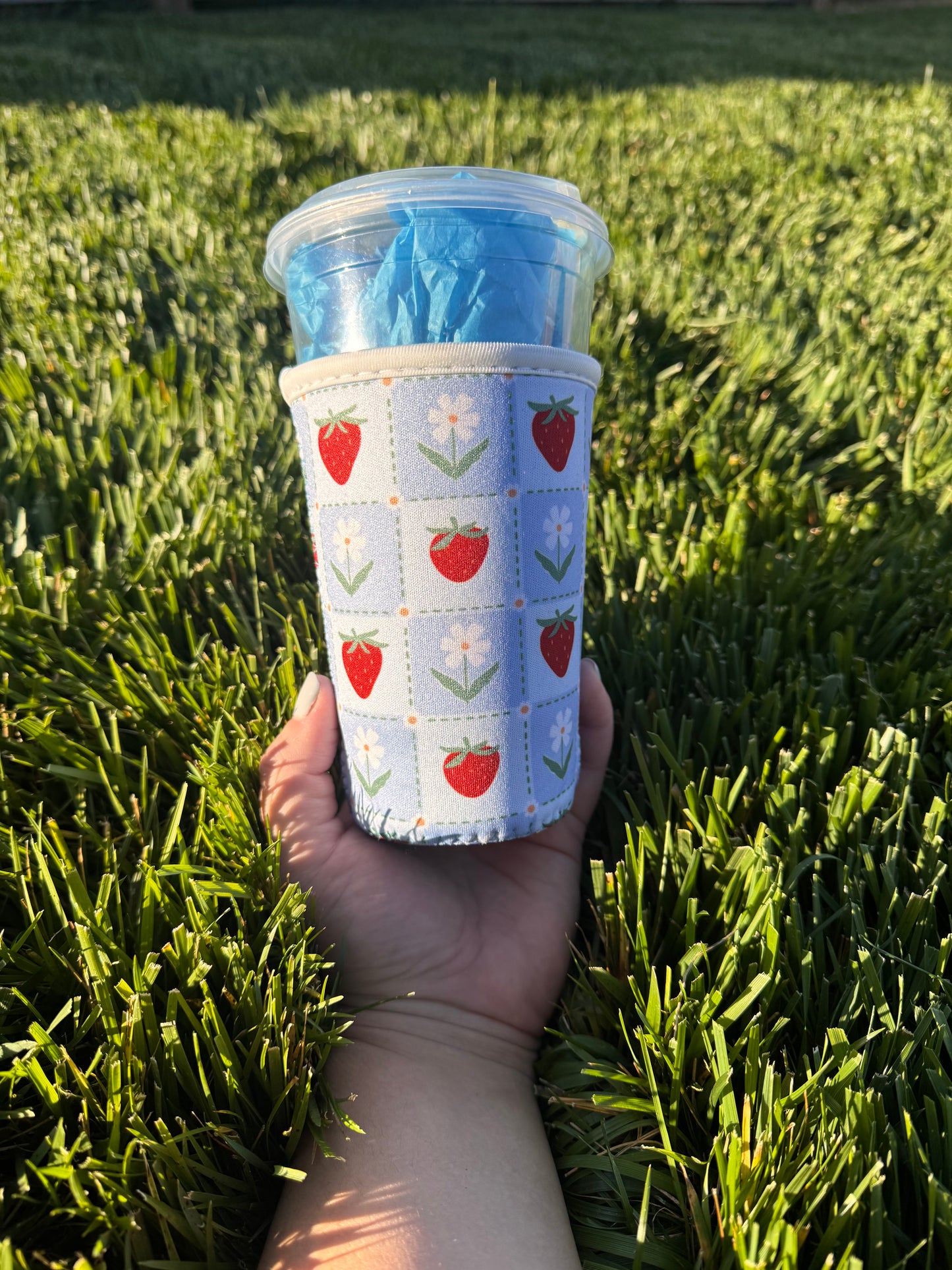 Strawberries & Florals Patch Work Coffee Sleeve